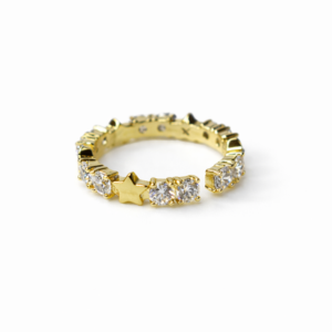 Xuping 14k Altın Renk Minimal Yıldız Figürlü Taşlı Yüzük - Görsel 1