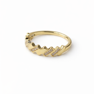 Xuping 14k Altın Renk Geometrik Formlu Zirkon Taşlı Yüzük - Görsel 1