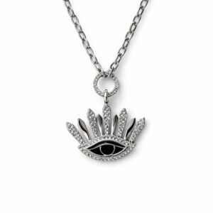 Gümüş Renk Xuping Zirkon Taşlı Göz Figürlü Zincir Kolye (38 cm+5 cm İlaveli Zincir) - Görsel 1