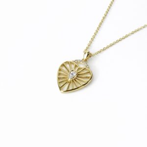 Xuping Zarif Kalp Figürlü Zirkon Taşlı Altın Renk Kolye (43 cm Zincir) - Görsel 1