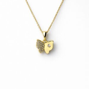 Xuping Kelebek Model Taş Detaylı Altın Renk Zincir Kolye (46 cm Zincir) - Görsel 1