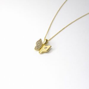 Xuping Kelebek Model Taş Detaylı Altın Renk Zincir Kolye (46 cm Zincir) - Görsel 2