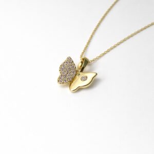 Xuping Kelebek Model Taş Detaylı Altın Renk Zincir Kolye (46 cm Zincir) - Görsel 3