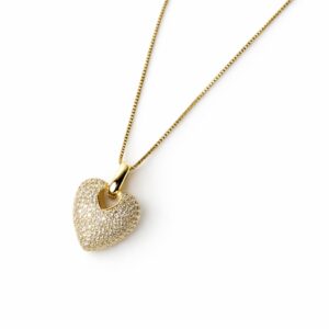 Xuping Altın Renk Yoğun Zirkon Taş Kaplamalı Kalp Kolye (45 cm Zincir) - Görsel 2