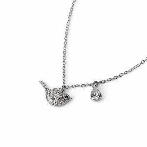 Xuping Gümüş Renk Zirkon Taş Detaylı Kuş Figürlü Kolye (43 cm+3 cm İlaveli Zincir) - Görsel 2