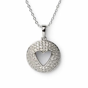 Xuping Gümüş Renk İç Kalp Detaylı Zirkon Taşlı Kolye (45 cm Zincir) - Görsel 1