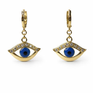 Koruyucu Nazar Altın Renk Göz Figürlü Taş Detay Küpe - Görsel 1