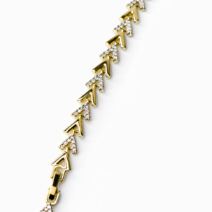 Xuping 14K Altın Rengi Mikro Zirkon Taşlı V Form Zincir Bileklik (17,5+2 cm Ek Parçalı) - Görsel 2