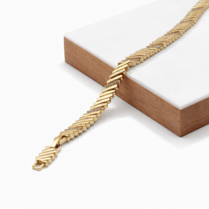 Xuping 14K Altın Rengi Çapraz Dizilim Mikro Taşlı Bileklik (17 cm+2 cm Ek Parçalı) - Görsel 1