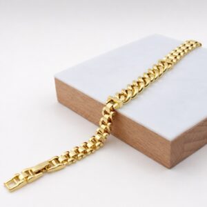 Xuping 14K Altın Rengi Kordon ve Mikro Taşlı Kalın Zincir Zincir Bileklik (18 cm+2 cm Ek Parçalı) - Görsel 1