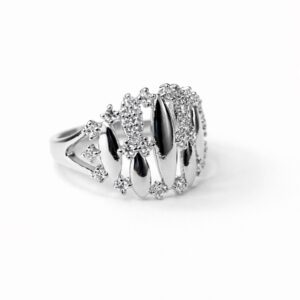 Xuping Parlak Zirkon Taşlı Taç Model Şık Gümüş Renk Yüzük - Görsel 2