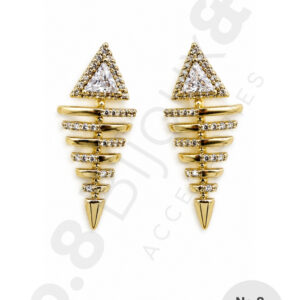 Gold Renk Xuping Balık Kılçığı Model Zirkon Taşlı Küpe - Görsel 1