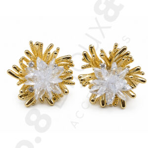 Gold Renk Xuping Mercan Form Kristal Taş Detaylı Küpe - Görsel 2