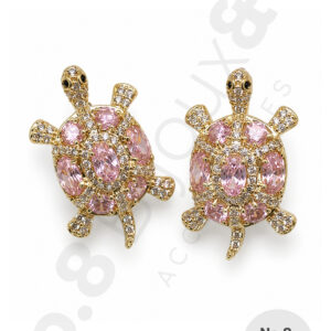 Gold Renk Xuping Pembe Zirkon Taşlı Caretta Caretta Küpe - Görsel 1