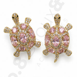 Gold Renk Xuping Pembe Zirkon Taşlı Caretta Caretta Küpe - Görsel 2