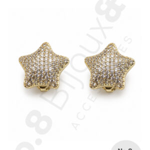 Gold Renk Xuping Pave Zirkon Minimal Yıldız Küpe - Görsel 1