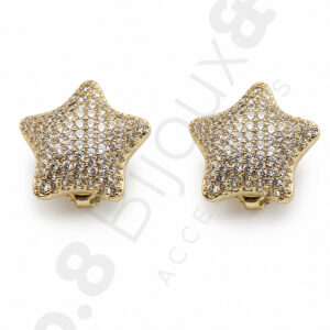 Gold Renk Xuping Pave Zirkon Minimal Yıldız Küpe - Görsel 2