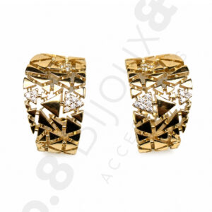 Gold Renk Xuping Geometrik Desen Zirkon Taş Detaylı Halka Küpe - Görsel 2